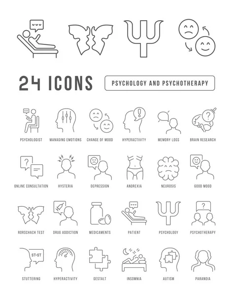 Psychology Psychotherapy Collection Perfectly Thin Icons Web Design App Most — Vettoriale Stock
