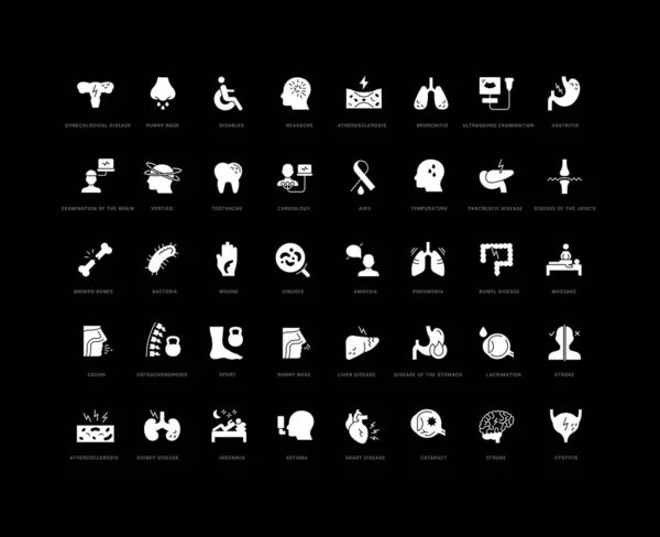 Diseases Collection Perfectly Simple Monochrome Icons Web Design App Most — Stok Vektör