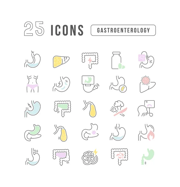 Gastroenterology Collection Perfectly Thin Icons Web Design App Most Modern — Stock vektor