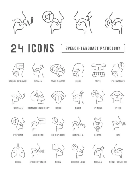 Speech Language Pathology Collection Perfectly Thin Icons Web Design App — Stock vektor