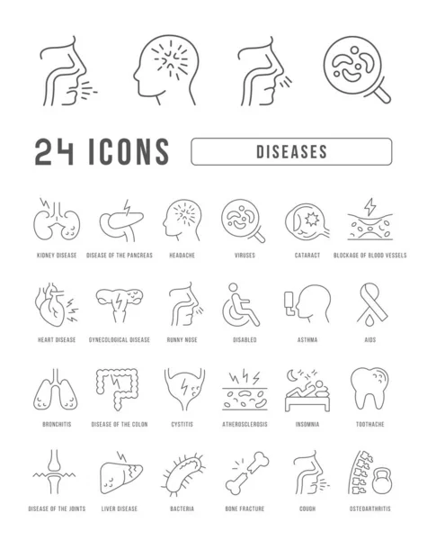 Diseases Collection Perfectly Thin Icons Web Design App Most Modern — Vetor de Stock