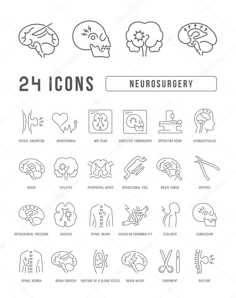 Neurosurgery. Collection of perfectly thin icons for web design, app, and the most modern projects. The kit of signs for category Medicine.