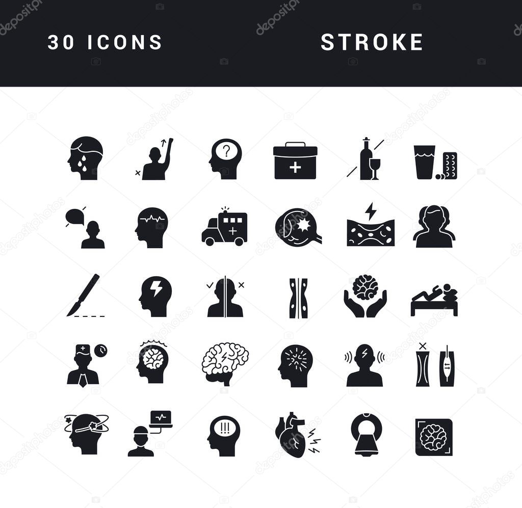 Stroke. Collection of perfectly simple monochrome icons for web design, app, and the most modern projects. Universal pack of classical signs for category Medicine.