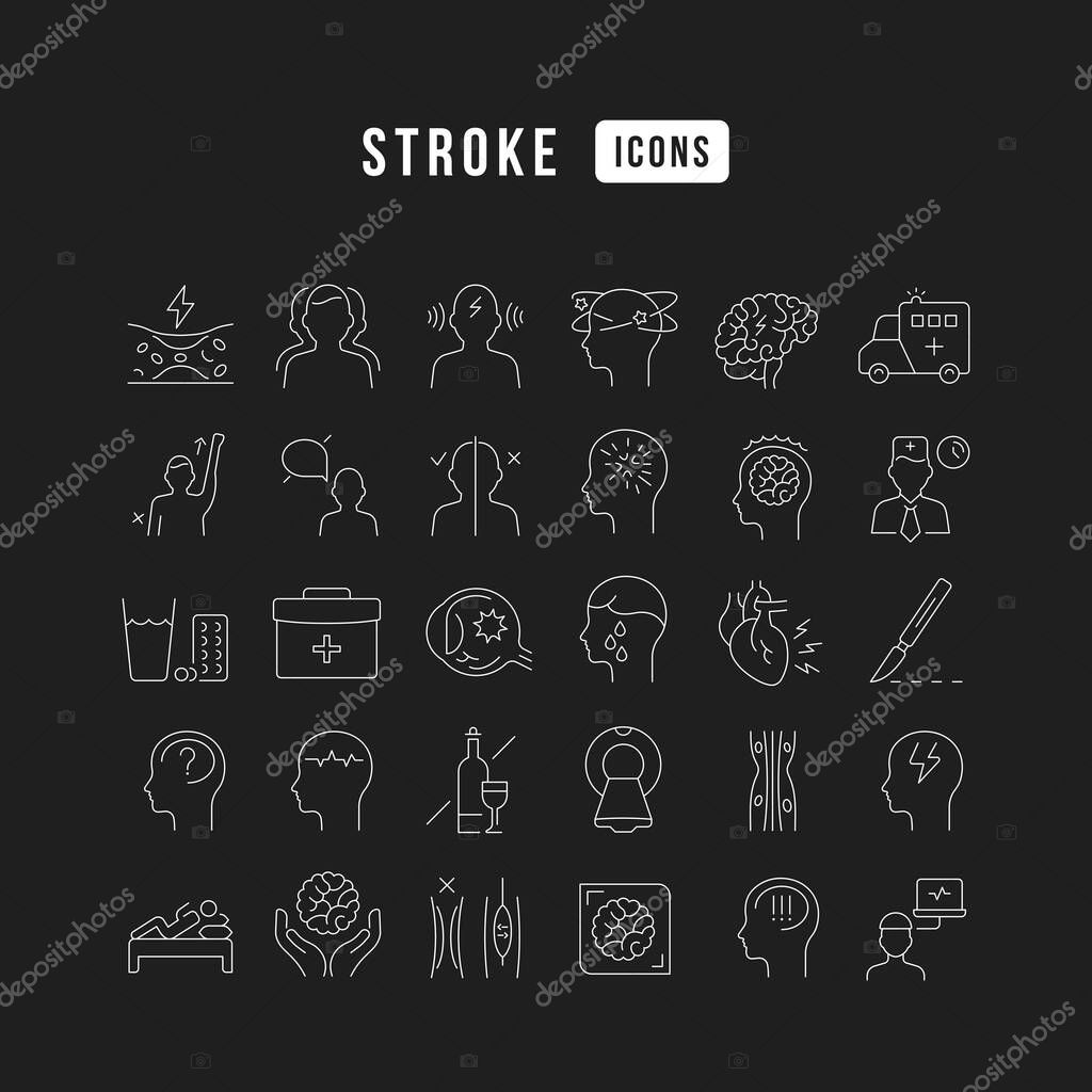 Stroke. Collection of perfectly thin icons for web design, app, and the most modern projects. The kit of signs for category Medicine.