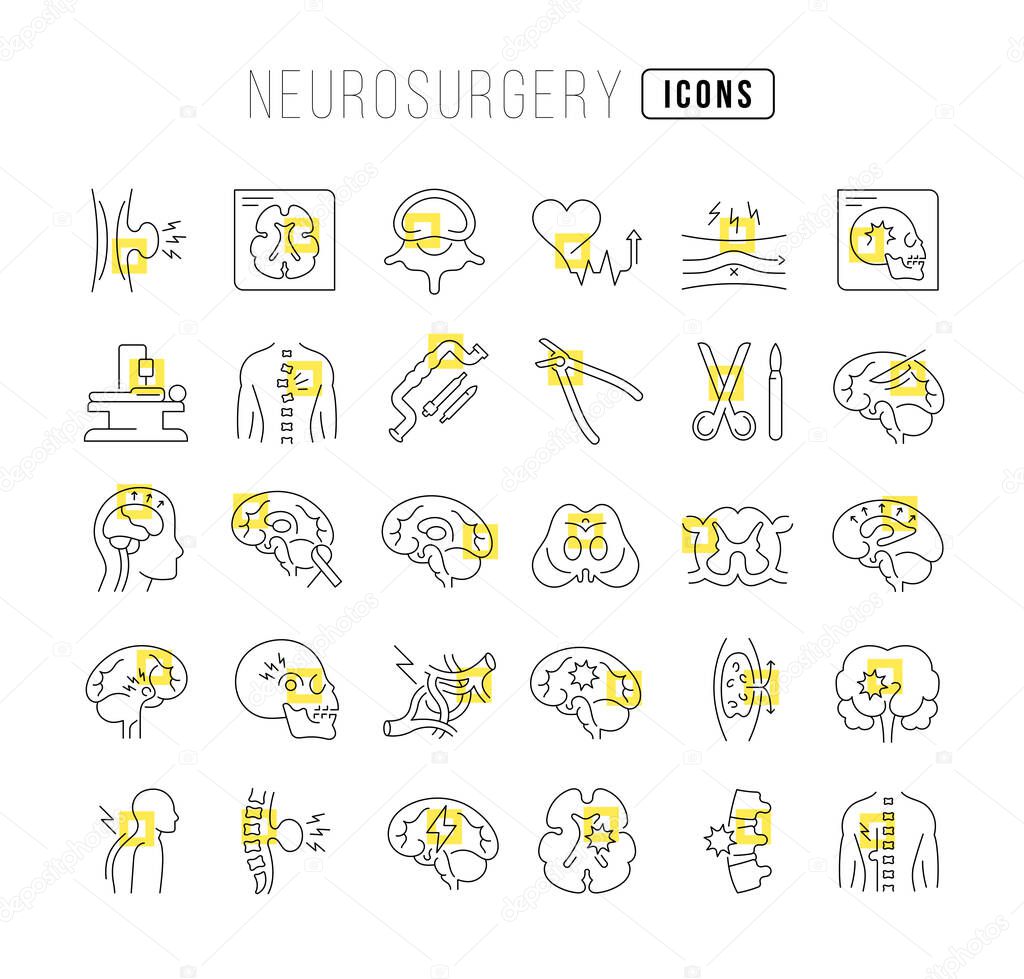 Neurosurgery. Collection of perfectly thin icons for web design, app, and the most modern projects. The kit of signs for category Medicine.