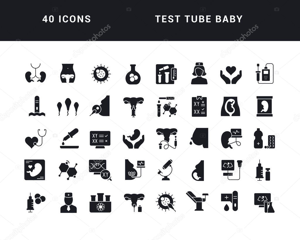 Test Tube Baby. Collection of perfectly simple monochrome icons for web design, app, and the most modern projects. Universal pack of classical signs for category Medicine.