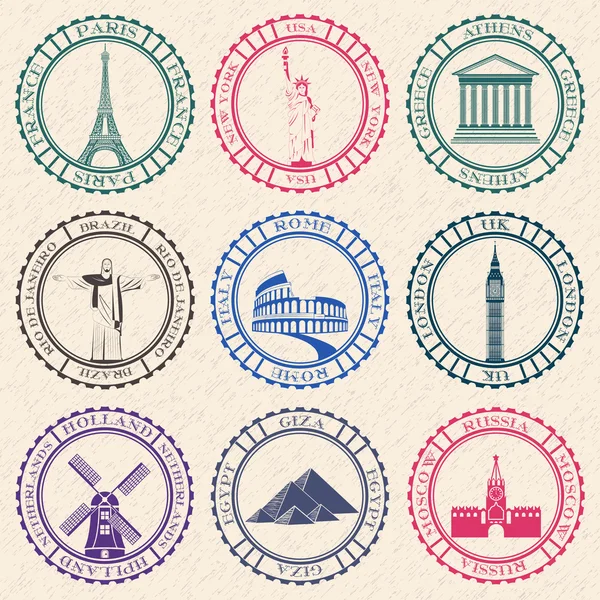 Stickers of Travel. Vector Illustration. — Stock Vector