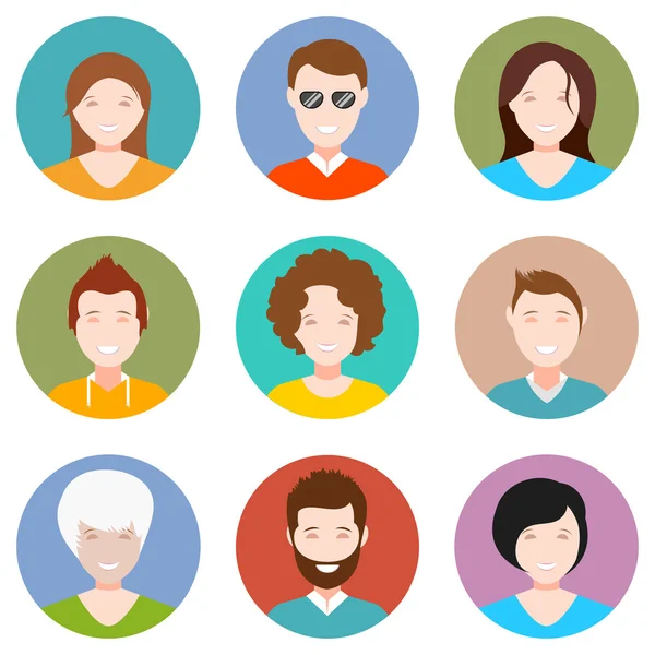 Set di icone di design piatto avatar — Vettoriale Stock