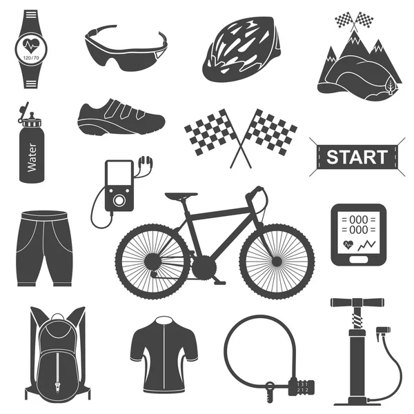 Conjunto vetorial de ícones sobre ciclismo —  Vetores de Stock