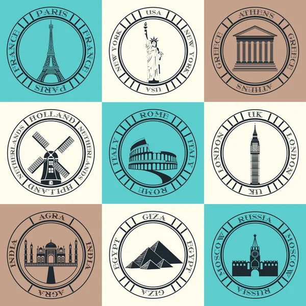 Set of Vector Icons. Travel and Sightseeing. — Stock Vector