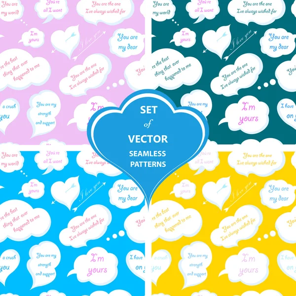 Set of seamless patterns for Valentine's Day — Stock Vector