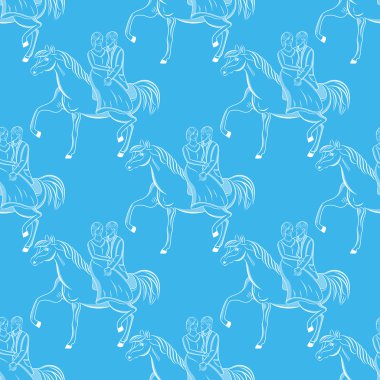 Mavi arka plan üzerinde vektör romantik seamless modeli