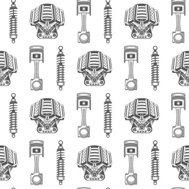 Vector seamless pattern of car parts