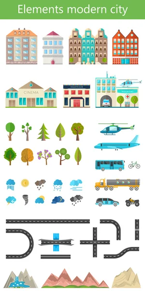 Elements of the modern city and nature in style material design — Stock Vector