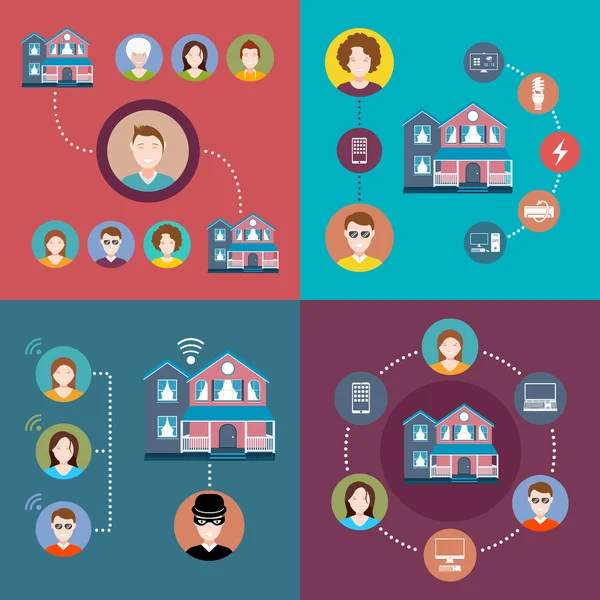 Definir elementos de infográficos casa inteligente —  Vetores de Stock