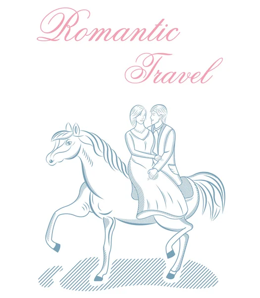 Ilustración vectorial de viajes románticos o bodas — Vector de stock
