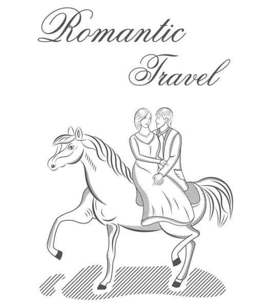 Ilustración vectorial del viaje romántico — Vector de stock