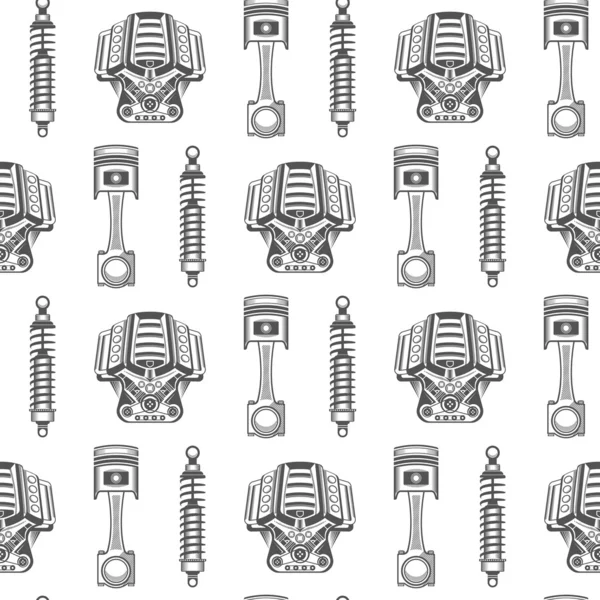 Patrón sin costura vectorial de piezas de automóviles — Archivo Imágenes Vectoriales