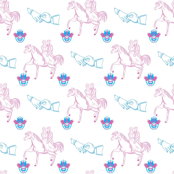 Vector seamless wedding pattern — Stock Vector