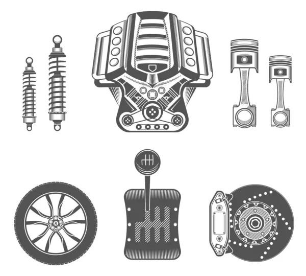 Vector set of spare parts for car — Stock Vector