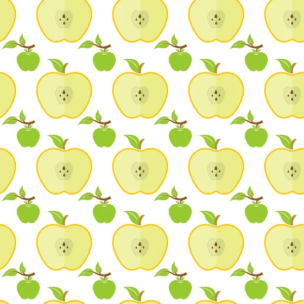 Modèle sans couture avec de grandes et petites pommes vertes — Image vectorielle