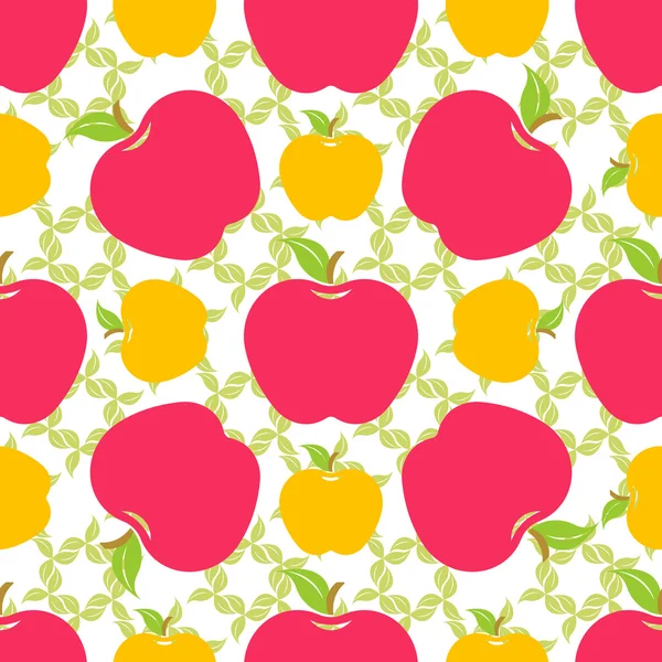 Nahtloses Muster mit roten und gelben Äpfeln — Stockvektor