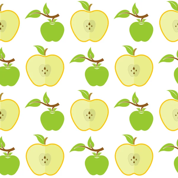 Patrón sin costura vectorial con manzanas verdes — Vector de stock