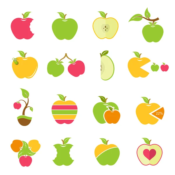 Conjunto vetorial de logotipos de maçãs — Vetor de Stock