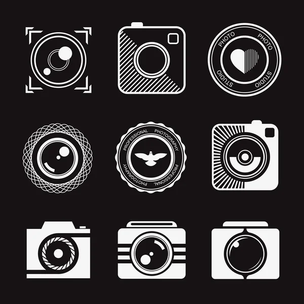 Set of vector icons and logos photo — Stock Vector