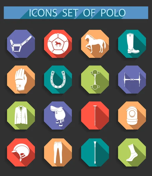 Wektor zestaw ikon Polo w stylu płaski — Wektor stockowy