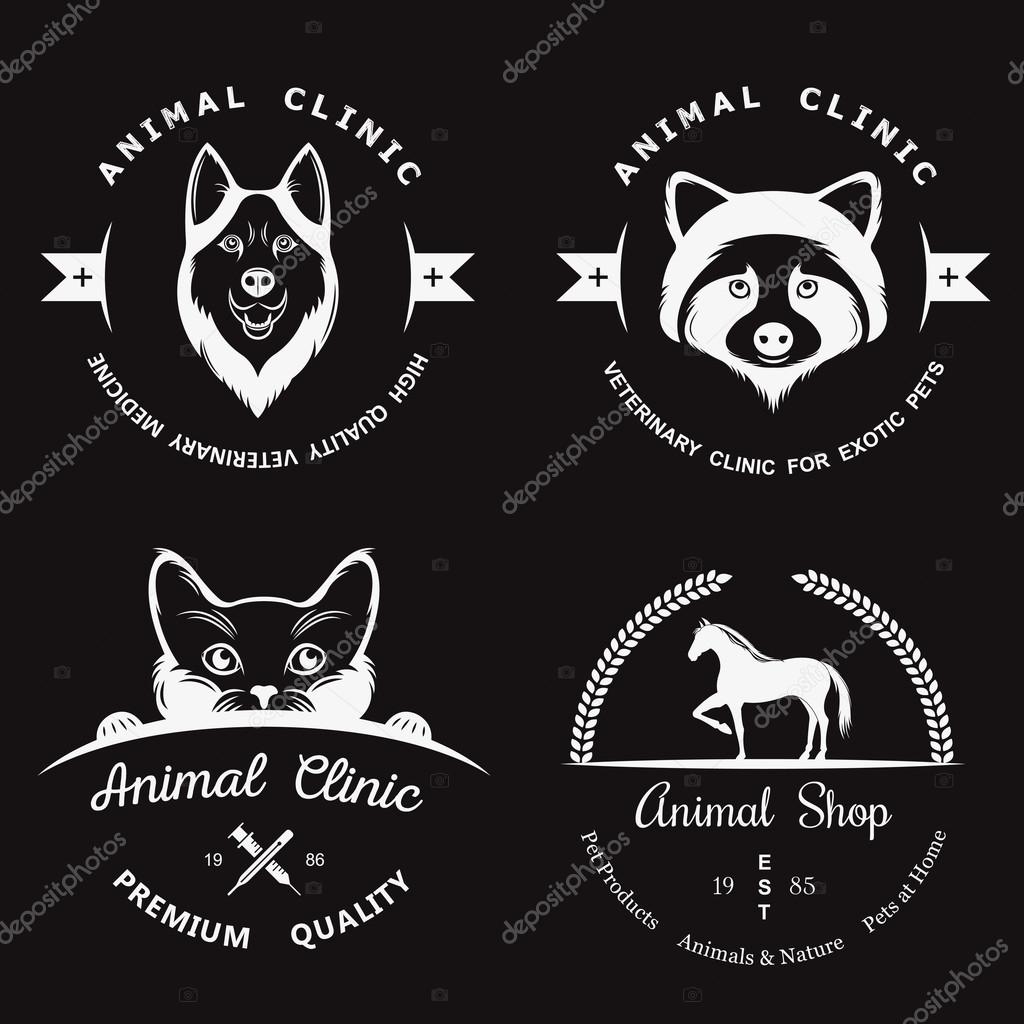 Set of vintage logo and logotype elements for pet shop, pet house, pet and exotic animals clinic.