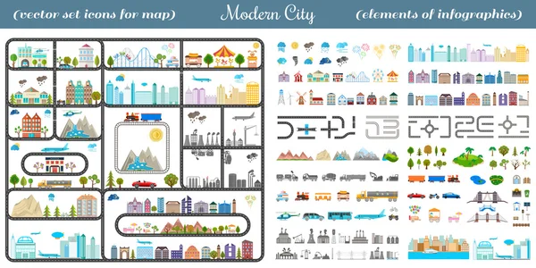 Elements of the modern city - stock vector — Stock Vector