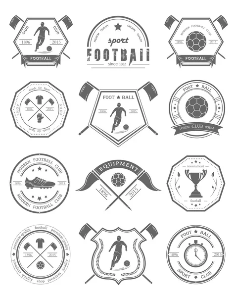 Vektor-Set mit Fußballabzeichen und Logo — Stockvektor