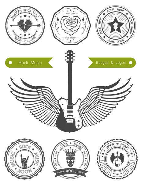 Set Insignias de la música Rock — Vector de stock