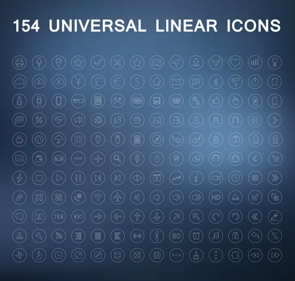 Conjunto de iconos lineales sobre un fondo borroso — Vector de stock