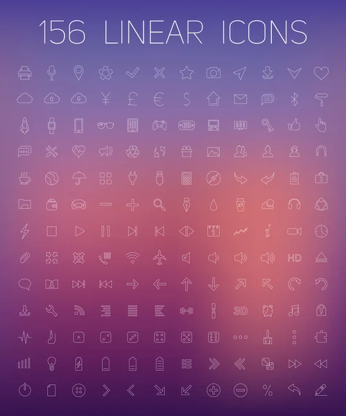 Conjunto de iconos lineales sobre un fondo borroso — Vector de stock