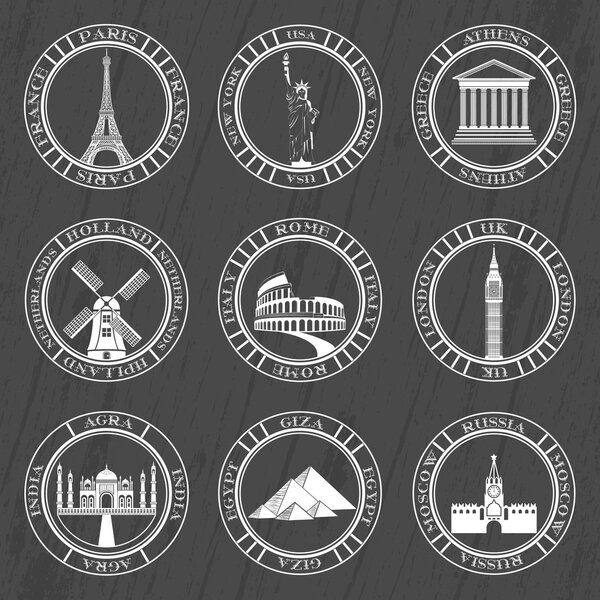 Set of Vector Icons. Travel and Sightseeing.