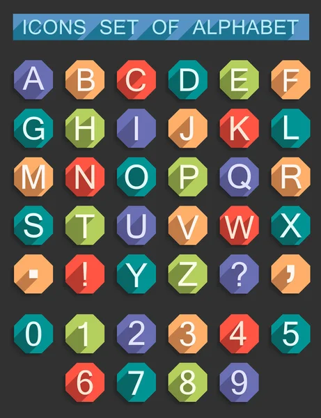 Vector Set platte symbolen van alfabet — Stockvector