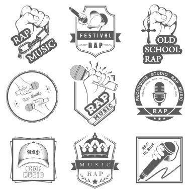 Set logos and Badges Rap Music clipart