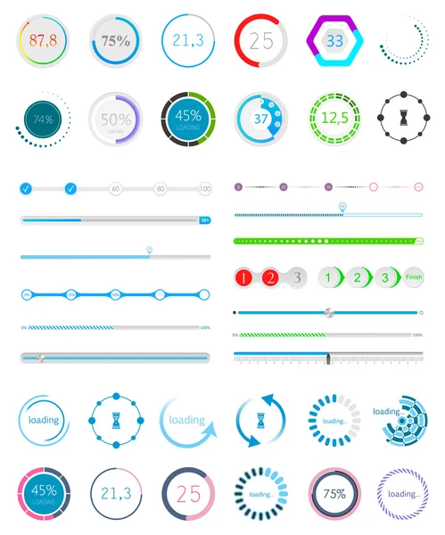 Set of Preloaders and Loading Bars — Stock Vector