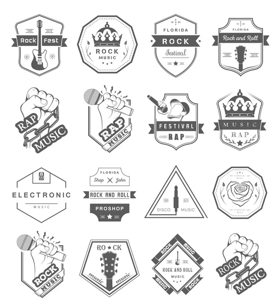 Conjunto de logotipos vetoriais e crachás de música — Vetor de Stock