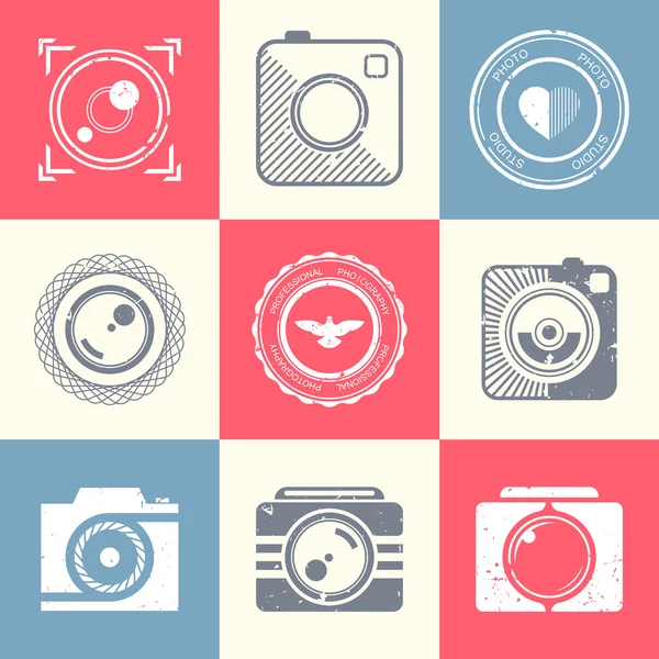 Set of vector icons and logos photo — Stock Vector