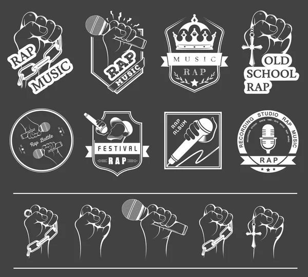 Conjunto de logotipos e insignias Rap Music — Vector de stock