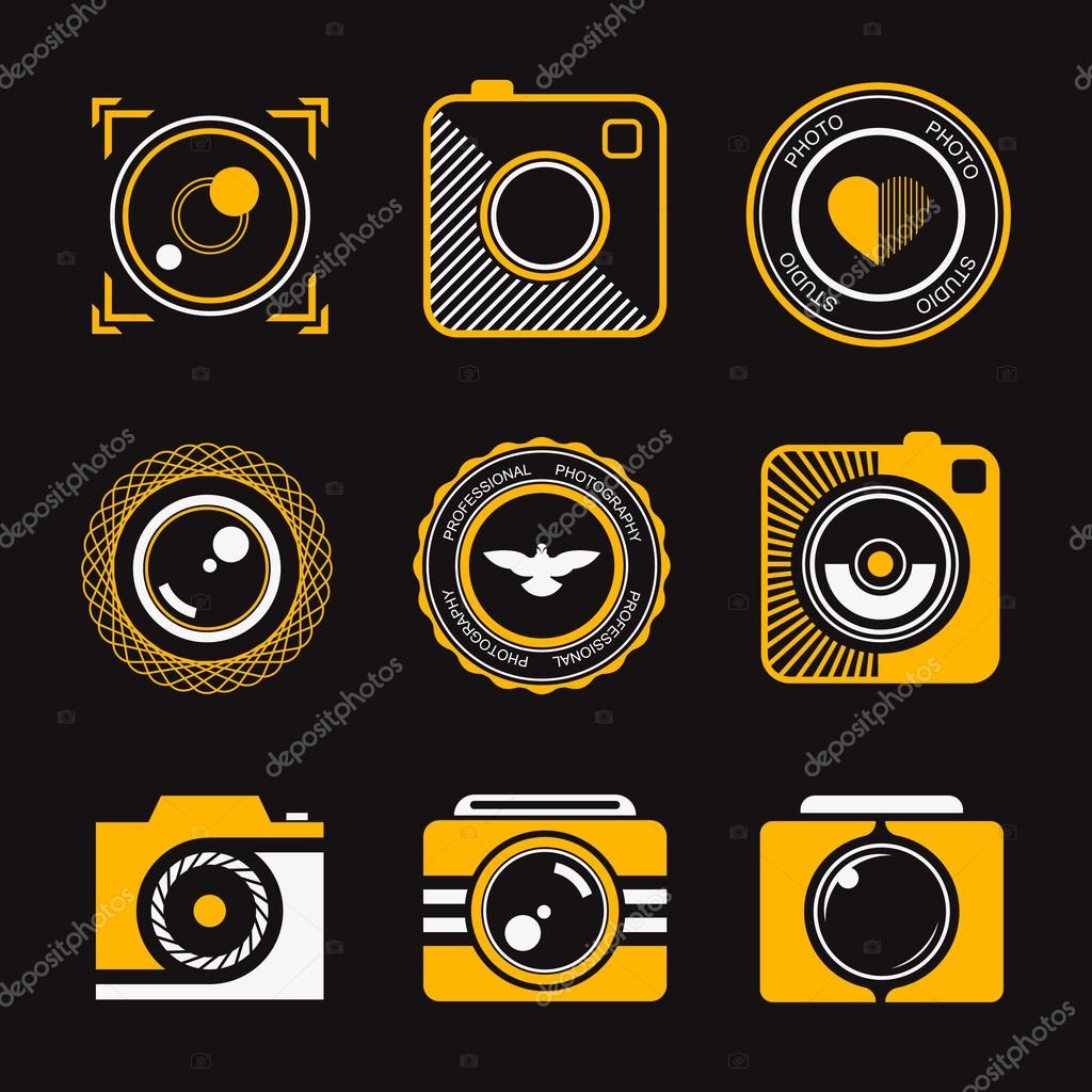 Vector collection of photography logo templates. Photography vintage and modern badges and photo labels. Photocam logotypes.