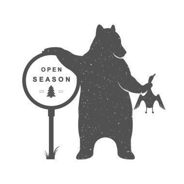 Vintage Illustration of Funny Bear Hunter