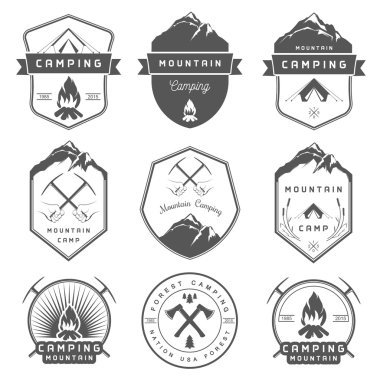 Set of Vector Badges Camping and Hiking
