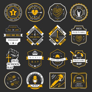 Set of vector logos and badges of music