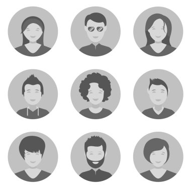 Set of people avatar in style flat design