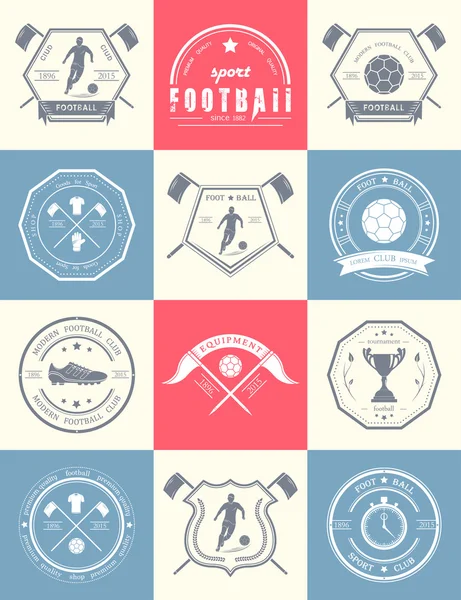 Conjunto de vetor de emblema de futebol e logotipo —  Vetores de Stock