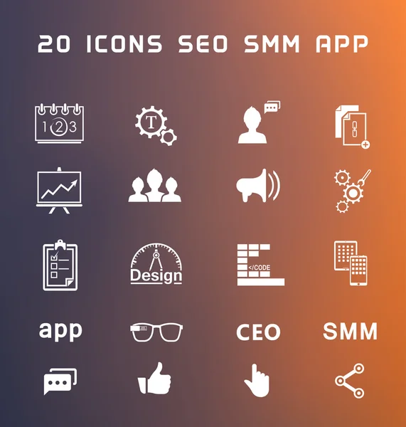 Set of modern icons app, seo, smm — Stock Vector